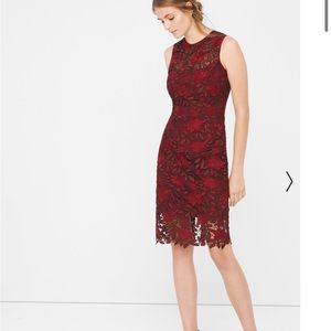 White House Black Market red lace floral dress 00
